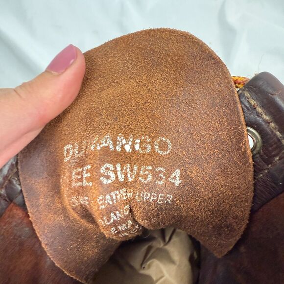 Vintage Durango Mens Full Leather Packer Boots Brown Red Size 11 EE WIDE Cowboy - Picture 8 of 12